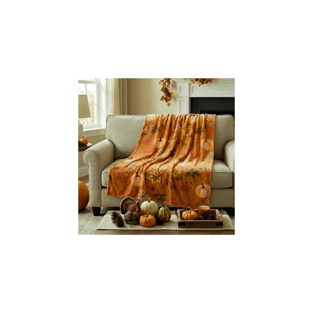 Autumn Harvest Flannel Throw Blanket, W50 x L70in