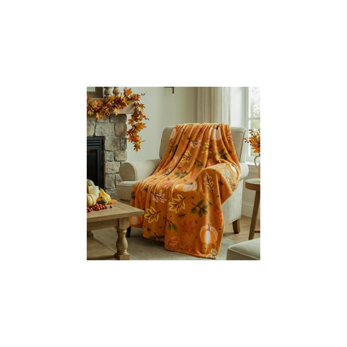 Autumn Harvest Flannel Throw Blanket, W50 x L70in