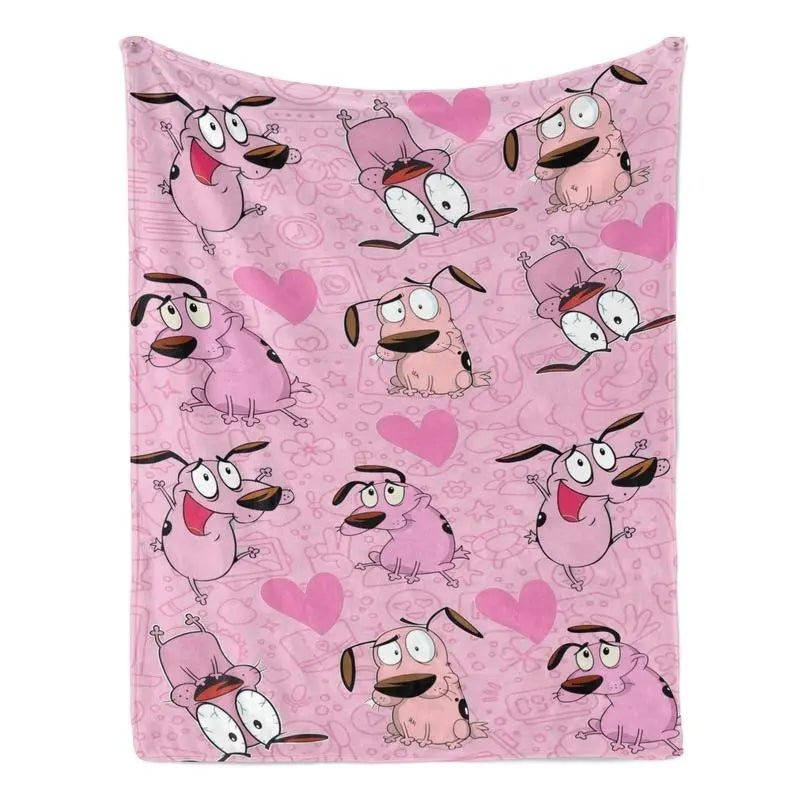 Cowardly Dog - Courage Pink Cartoon Blanket Soft Funny Throw Blanket Cozy Lightweight Plush Portable Cover Blanket For Sofa,Warm Gift For Birthday,Christmas,Multiple Blanket